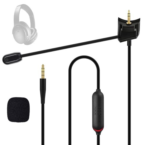 Zosvoses QC35 Boom Microphone Compatible with Bose QC35 & QC35 II Headphones, Boom Gaming Microphone Cable with Mute Switch for Gaming/Zoom/Streaming