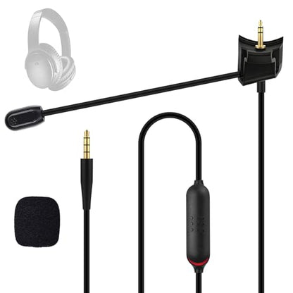 Zosvoses QC35 Boom Microphone Compatible with Bose QC35 & QC35 II Headphones, Boom Gaming Microphone Cable with Mute Switch for Gaming/Zoom/Streaming