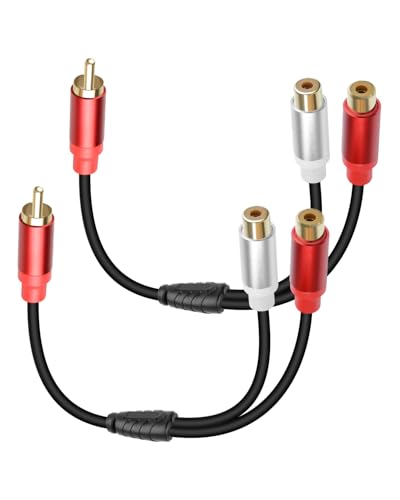 GELRHONR 2Pack RCA Splitter, 1 Male to 2 Female RCA Y Splitter Adapter Cable for Subwoofers, Home theaters, Speakers, HDTVs and More 30cm (1Male to 2 Female Black) - color: 1Male to 2 Female Black