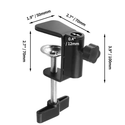 C-Clamp Base Stand Mounting Accessory, Metal Black | Table Mount Clamp, Desk Light Clamp Mount Holder, For Desktop Lamp Monitor Microphone Mic Arm Mount Stand