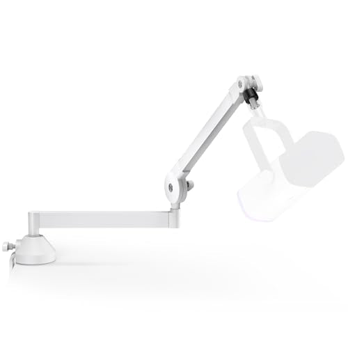 InnoGear Mic Arm Low Profile Microphone Boom Arm Mic Stand 360° Flex, White | Vibration Resistant, 3.3 lbs Weight Capacity, Extendable up to 25.6", Multiple Adapters, for Desk Thickness Within 2.75" - color: White, style: Low-profile A