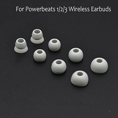 Replacement Silicone Eartips Earbuds Eargels Compatible with Beats by dr dre Powerbeats 3 Wireless Stereo Earphones (Grey) - color: Grey