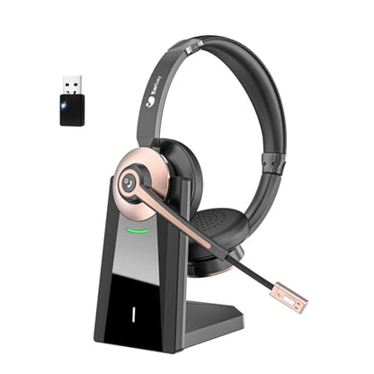 Earbay Wireless Headset, Bluetooth Headphones with Microphone Noise Canceling & Mute, Wireless Headset with Mic & USB Dongle/Charge Dock for Computer Phone Remote Work Office Call Center Teams