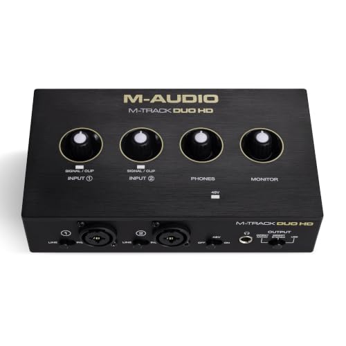 M-AUDIO M-Track Duo HD Recording Studio Pack | 2 XLR/TRS Inputs, 2 TRS Outputs, 24-Bit/192kHz, Condenser Microphone, Studio Headphones, for Creators and Podcasts - size: HD Pack Audio Interface, style: HD Producer Pack
