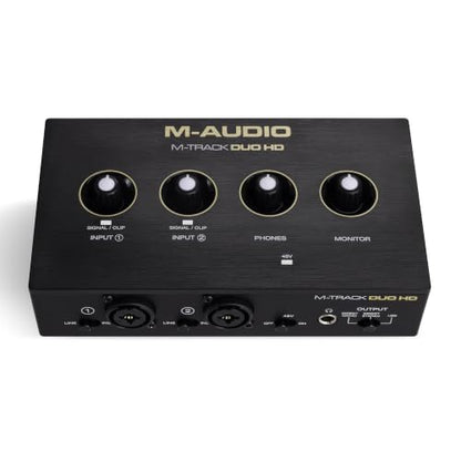 M-AUDIO M-Track Duo HD Recording Studio Pack | 2 XLR/TRS Inputs, 2 TRS Outputs, 24-Bit/192kHz, Condenser Microphone, Studio Headphones, for Creators and Podcasts - size: HD Pack Audio Interface, style: HD Producer Pack