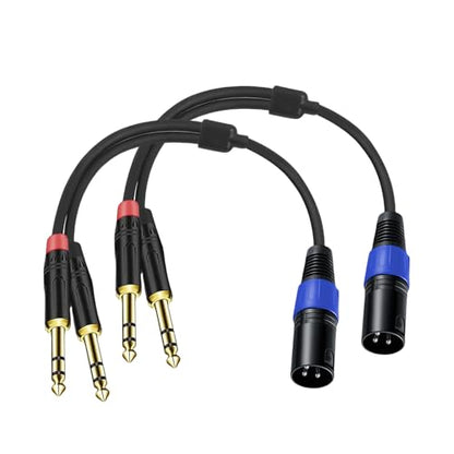 2Pack 6.35mm Dual TRS to XLR Male Cable for Microphone, Mixer, Amplifier, 1.5 FT, 1/4 TRS to XLR Audio Cable, Y Splitter Patch Cord, 3-Pinxlr to Dual 1/4 Male Converter Adapter Cable - size: 1.5Ft, 2Pack, style: Dual 1/4 to XLR Male