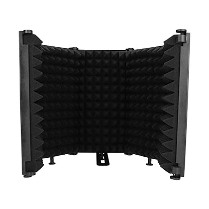 EBTOOLS Microphone Isolation, Foldable Sound Absorbing Foam Reflector with 3/8 and 5/8 Mic Adapter, for Recording Studio Podcast Vocal Broadcasting