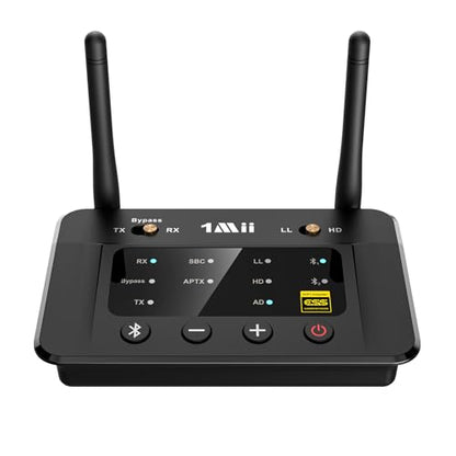 1Mii B03Pro Bluetooth 5.3 Transmitter Receiver for TV Home Stereo, Wireless Audio Adapter with Audiophile DAC & aptX Low Latency/HD/Adaptive, Volume Control, Dual Link, Optical RCA AUX Outputs/Inputs