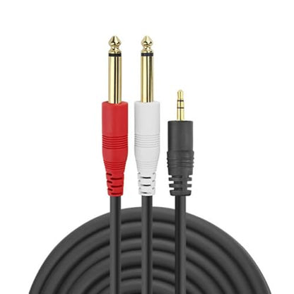 3.5mm to Dual 6.35mm Stereo Y Splitter Cable, 1/8" Male to Dual 1/4" Mono Male Audio Breakout Cord, Gold Plated Heavy Duty 5 Feet