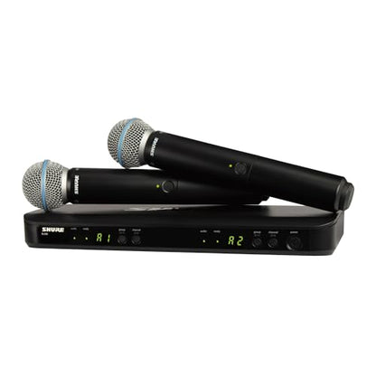 Shure BLX288/B58 Dual-Channel Wireless Audio System J11 Band (596–620 MHz) – BLX88 Receiver, (2) BLX2 Transmitters with Beta 58A Mic, Up to 14 Hr Battery, 300 ft Range | BLX88 Receiver, (2) BLX2 Transmitters with Beta 58A Mic, Up to 14 Hr Battery, 300 ft
