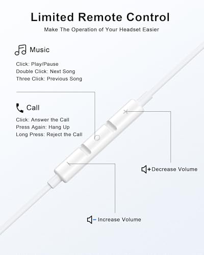 [Apple MFi Certified] Upgraded USB C Headphones for iPhone 17 16 15 Pro Max | Wired USB C Earphones/Earbuds with Built-in Remote to Control Music/Phone Calls/Volume, Compatible for iPhone 17 16 15/Galaxy - color: Off-white
