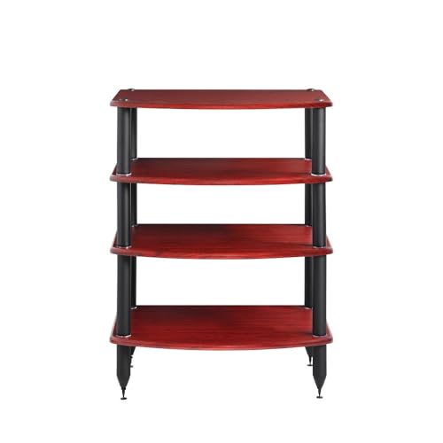 Pangea Audio Vulcan Four Shelf Audio Rack, Media Stand, and Components Cabinet 4 Shelf Rosenut Red - color: 4 Shelf Rosenut Red