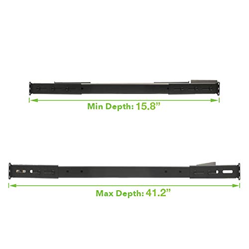 NavePoint Vented 4-Post Shelf, Adjustable, Black, 750 mm Depth, 1U, 242 lbs, Cold Rolled Steel - size: 30" Deep