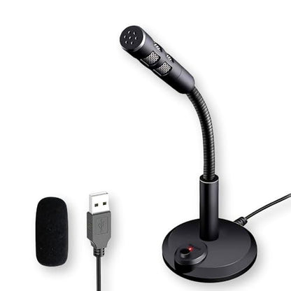 Drumstone USB Computer Microphone, Plug and Play Desktop PC Laptop Microphone with Mute Button and LED Indicator for Streaming, Podcasting, Recording, Gaming-Black