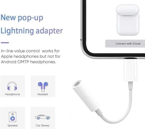 [Apple MFi Certified]2 Pack iPhone Headphone Adapter,Lightning to 3.5 mm Headphone/Earphones Dongle Jack Adapter Audio Aux Cable Converter Compatible with iPhone14 13 12 11 XS XR X 8 7 Support All iOS