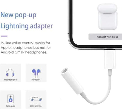 [Apple MFi Certified]2 Pack iPhone Headphone Adapter,Lightning to 3.5 mm Headphone/Earphones Dongle Jack Adapter Audio Aux Cable Converter Compatible with iPhone14 13 12 11 XS XR X 8 7 Support All iOS