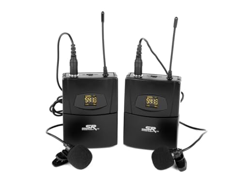 Monoprice UHF Dual Lavalier Wireless Microphones System - 200-Channel, For Church Services, Business Meetings, or Karaoke Singing - Stage Right Series