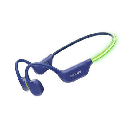 Bone Conduction Headphones Bluetooth 6.0, LED Light, Open Ear Headphones IPX8 Waterproof, 32GB Built-in Memory, with Mic, 10-Hour Battery Life for Cycling, Swimming and Fitness (Blue) - color: Blue