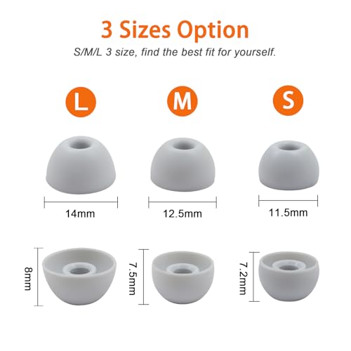 6 Pairs Replacement Silicone Ear Tips Compatible with Beats Studio Buds/Fit Pro/Studio Buds +, Silicone Earbuds Eartips Buds Cover Set for Beat Studio Buds (Grey) - color: Grey with Pen