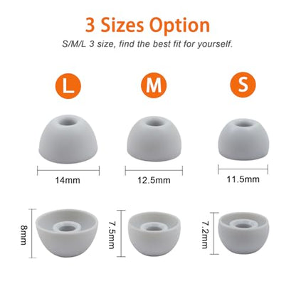 6 Pairs Replacement Silicone Ear Tips Compatible with Beats Studio Buds/Fit Pro/Studio Buds +, Silicone Earbuds Eartips Buds Cover Set for Beat Studio Buds (Grey) - color: Grey with Pen