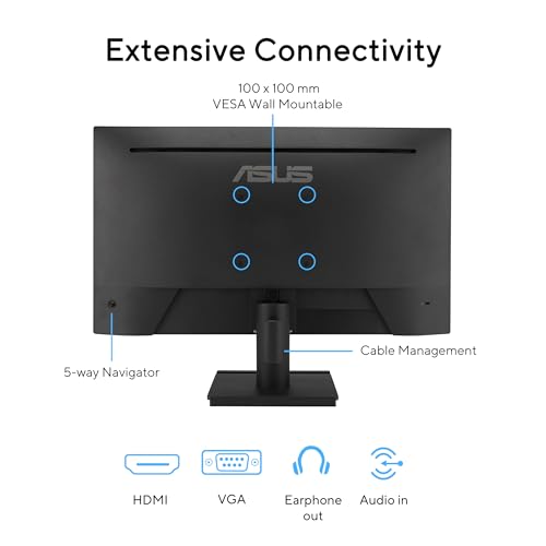 ASUS 24” (23.8-inch viewable) 1080P VA249HG Eye Care Monitor – IPS, Full HD, 99% sRGB, Frameless, 120Hz, Adaptive-Sync, 1ms, HDMI, VGA, Low Blue Light, Flicker Free, Wall Mountable, 3 yr Warranty - style: 24" 120Hz 99% sRGB