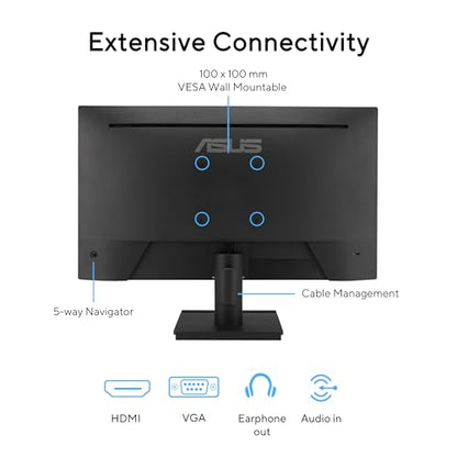 ASUS 24” (23.8-inch viewable) 1080P VA249HG Eye Care Monitor – IPS, Full HD, 99% sRGB, Frameless, 120Hz, Adaptive-Sync, 1ms, HDMI, VGA, Low Blue Light, Flicker Free, Wall Mountable, 3 yr Warranty - style: 24" 120Hz 99% sRGB