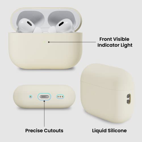 ORNARTO for AirPods Pro 2 Case, Hybrid Silicone, Starlight | Hybrid Silicone Rubber, Front LED Visible, Wireless Charging, Skin-Friendly Soft Touch, Anti-Scratch, Detachable Lanyard - color: Starlight
