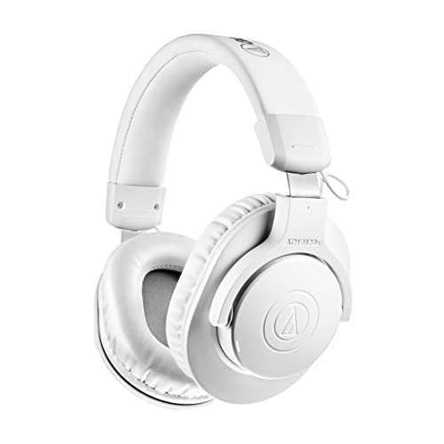Audio-Technica ATH-M20xBTWH Wireless Over-Ear Headphones with Mic, 60 Hour Battery Life, Studio-Quality Sound, 40 mm Drivers for Enhanced Bass, Lightweight Design, Multipoint Pairing, White | 60 Hour Battery Life, Studio-Quality Sound, 40 mm Drivers for E