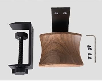 Walnut Wood Headset Holder Universal Adjustable Clamp-on Headphone Stand