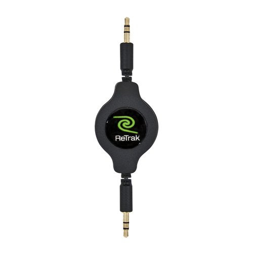 ReTrak Retractable 3.5mm Audio Cable, Black (ETCABLE3535), 5- Feet, Old Black - color: Old Black, size: 5- Feet