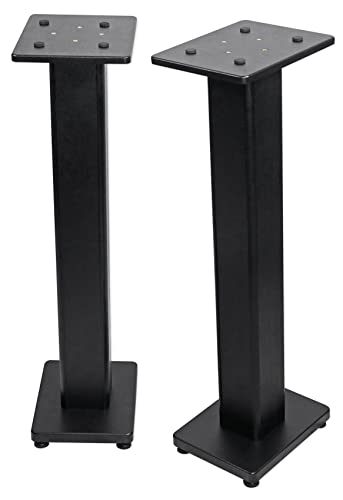 Rockville Pair RHT28 28 Inch Bookshelf Speaker Stands, 60 lbs Capacity, Surround Sound Home Theater, Premium Wood, Dual Top Plates, Sand-Fillable, for Audiophiles and Studio Monitors | 60 lb Capacity, Dual Top Platforms, MDF, Brass & Rubber Spikes, EVA Is