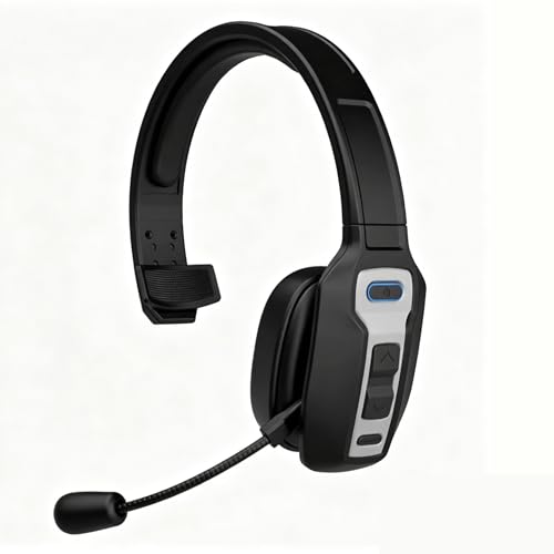 Black Single Ear Bluetooth Headset, Lightweight Comfort Business Earpiece with Noise Canceling Mic, Hands-Free Mono Headphone for Office, Driving, Conference Calls - color: Black