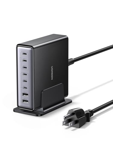 UGREEN Nexode 200W GaN USB C Charging Station, 8-Port Desktop Charger with PD 100W for MacBook Pro 16"/Air, Dell XPS, iPad Pro, iPhone 17/16/15, Galaxy S25/S24, Pixel 10/9 - size: 6 feet