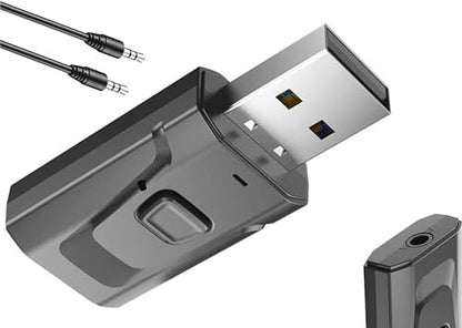 USB BT5.0 Adapter 4 in 1 Wireless Stereo Audio Adapter | Receiver Transmitter with 3.5mm AUX Cable for Speaker PC Car TV Home Audio System