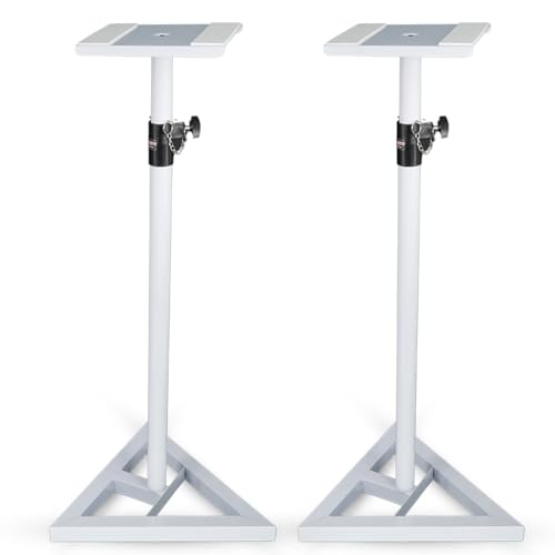 5 Core Speaker Stand Pair Heavy Duty Adjustable Telescoping Height 59.5" Triangle Base DJ PA Stands Mount 100Lb Capacity - SS TRI Base 64 WH