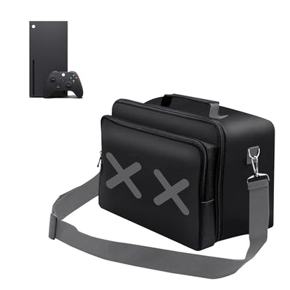 Travel Case Bag Carrying Case Game Storage Bag Protective Case for Xbox Series X Console/Controller/Cables/Multiple Pockets for Gaming Accessories