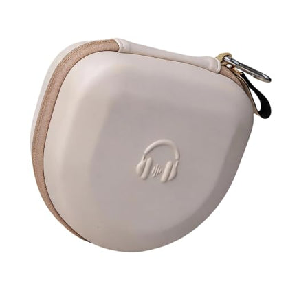 Hard Shell Travel Case for 3/4 / 5 Over Ear Headphones Soft Lining Storage - color: Beige