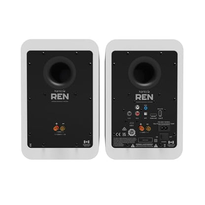 Kanto REN MW Bluetooth Powered Bookshelf Speakers - Matte White Pair SP26PLW 26" Fixed-Height Stands for Bookshelf Speakers - White Pair (2024) - size: REN MW, style: SP26PLW