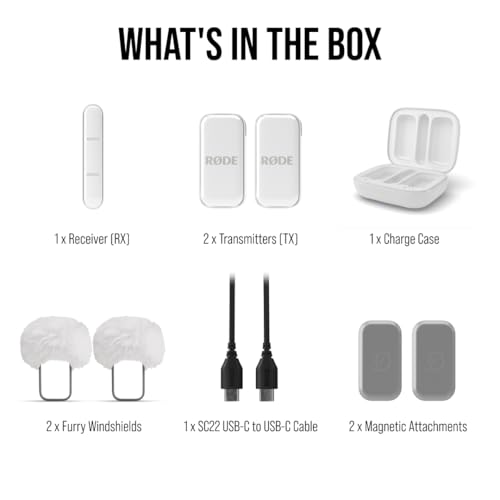 RØDE Wireless Micro - Wireless Microphone for Lightning iPhone (X Through 14) - Two Mics with Charge Case for Smartphone Content Creation, White - NOT for iPhone 15/16 or USB-C | Wireless Microphone for Lightning iPhone (X Through 14), Two Mics with Charg