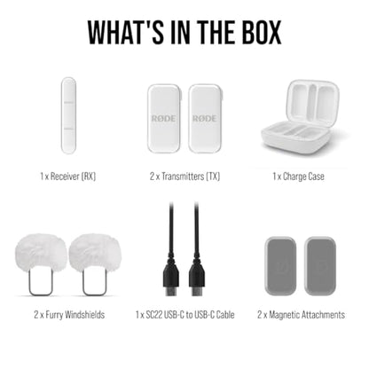 RØDE Wireless Micro - Wireless Microphone for Lightning iPhone (X Through 14) - Two Mics with Charge Case for Smartphone Content Creation, White - NOT for iPhone 15/16 or USB-C | Wireless Microphone for Lightning iPhone (X Through 14), Two Mics with Charg