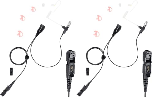 commountain XPR 3500e Earpiece with Mic Compatible with Motorola Radios XPR 3300e (3500, 3300) XPR3300e XPR3500e XPR3300 XPR3500, Acoustic Tube Headset with PTT Microphone (Pack of 2) - size: For users below 6 feet tall (Pack of 2)