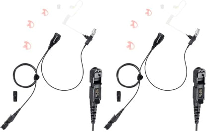 commountain XPR 3500e Earpiece with Mic Compatible with Motorola Radios XPR 3300e (3500, 3300) XPR3300e XPR3500e XPR3300 XPR3500, Acoustic Tube Headset with PTT Microphone (Pack of 2) - size: For users below 6 feet tall (Pack of 2)