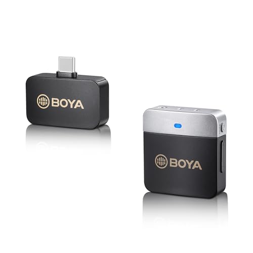 BOYA Wireless Lavalier Microphone 2.4GHz Duan Channel Wireless Micrrophone System with Transmitter and 1 Receiver for Camera iPhone Android Phone Video Recording YouTube Vlog Live Streaming (BY-M1V3) - size: BY-M1V3
