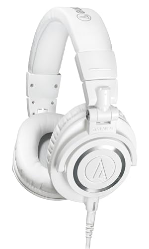 Audio-Technica ATH-M50x Professional Monitor Headphones - White Bundle with Case, Stand, and Austin Bazaar Polishing Cloth - color: White, style: M50X