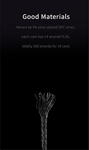 Keephifi 24 Core MMCX Earphone Cable - KBEAR [Show] Upgrade Cable, 5N OFC Silver Plated, 120cm, Compatible with DM7 T3 T2 FH5 FH9 FA9 I3 FH5S (MMCX, Black)