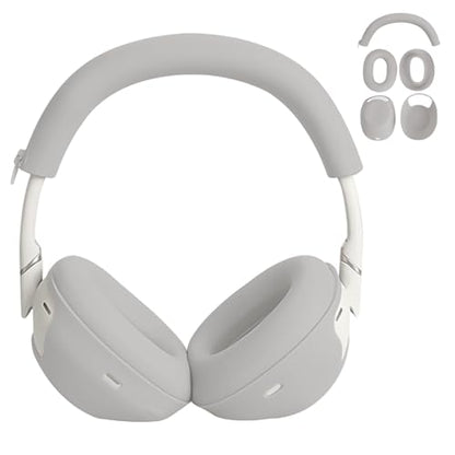Adhiper 3-in-1 Silicone Sweat Case Cover for Sony WH-1000XM6 Headphones, XM6 Covers Accessories Silicone Ear Pads Covers & Headband Cover & Ear Cup Protector, Washable & Sweatproof - Platinum Sliver - color: Platinum Sliver