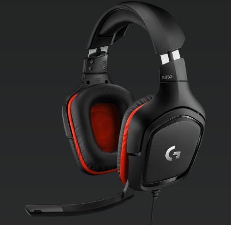 Logitech G332 Stereo Wired Gaming Headset with Microphone for PC, PS4, Xbox One, Nintendo Switch, Rotating, Leatherette Earcups, 50mm Drivers, Slim & Lightweight Gaming Headphones (Renewed)