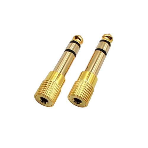 6.35MM Male to 3.5MM Female Adapter 1/4 to 1/8 Audio Adapter for Guitar Headphone 2pcs