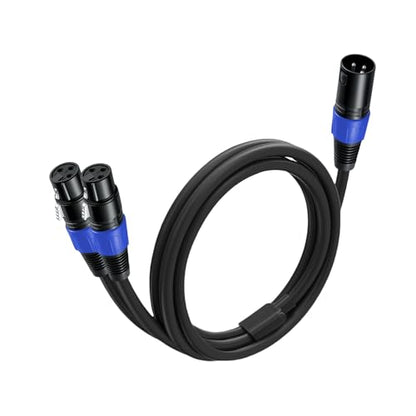 1 Pack XLR Splitter Cable 1.6 FT, 1 Male to 2 Female Patch Y Cable, Balanced Microphone Splitter Cord Audio Adaptor, Used for Microphone, Effector, Mixer, Equelizer, DMX LED, Amplifier, Guitar - size: 1.6 Foot, 1 Pack, style: 1 Male to 2 Female