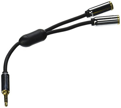 Monoprice 3.5mm Stereo Splitter - TRS Male to TRS Dual Female, Designed for Mobile, 0.5 Feet, Black